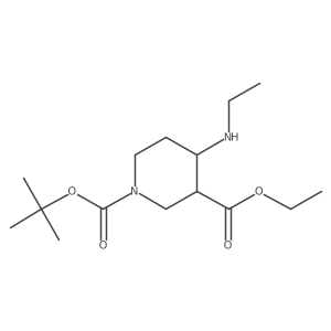 1-(Tert-butyl) 3-ethyl 4-(ethylamino)piperidine-1,3-dicarboxylate结构式
