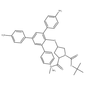 1-(tert-Butyl) 2-methyl (2S,4S)-4-((4,4''-diamino-5'-(4-aminophenyl)-[1,1':3',1''-terphenyl]-4'-yl)oxy)pyrrolidine-1,2-dicarboxylate Structure