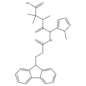 2-[2-({[(9H-fluoren-9-yl)methoxy]carbonyl}amino)-N-methyl-2-(1-methyl-1H-pyrazol-5-yl)acetamido]-2-methylpropanoic acid Structure