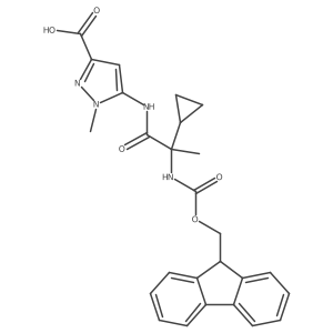 5-[2-cyclopropyl-2-({[(9H-fluoren-9-yl)methoxy]carbonyl}amino)propanamido]-1-methyl-1H-pyrazole-3-carboxylic acid结构式