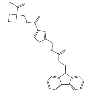 1-[({2-[({[(9H-fluoren-9-yl)methoxy]carbonyl}amino)methyl]-1,3-thiazol-4-yl}formamido)methyl]cyclobutane-1-carboxylic acid结构式