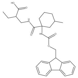 2-({[1-({[(9H-fluoren-9-yl)methoxy]carbonyl}amino)-3-methylcyclohexyl]formamido}methyl)butanoic acid Structure