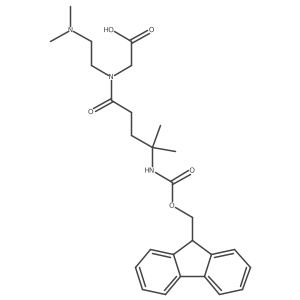 2-{N-[2-(dimethylamino)ethyl]-4-({[(9H-fluoren-9-yl)methoxy]carbonyl}amino)-4-methylpentanamido}acetic acid结构式
