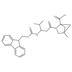 2-[3-({[(9H-fluoren-9-yl)methoxy]carbonyl}amino)-4-methylpentanoyl]-4-methyl-2-azabicyclo[2.1.1]hexane-1-carboxylic acid结构式