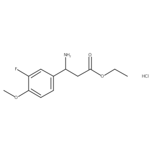 Ethyl (S)-3-amino-3-(3-fluoro-4-methoxyphenyl)propanoate hydrochloride结构式
