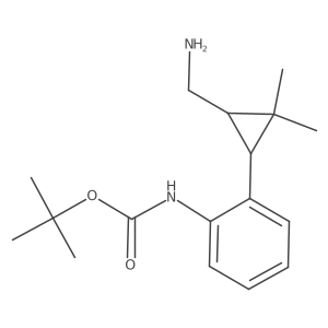 rac-tert-butyl N-{2-[(1R,3R)-3-(aminomethyl)-2,2-dimethylcyclopropyl]phenyl}carbamate Structure