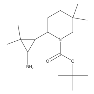 rac-tert-butyl 2-[(1R,3S)-3-amino-2,2-dimethylcyclopropyl]-5,5-dimethylpiperidine-1-carboxylate结构式
