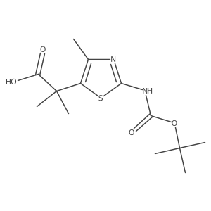 2-(2-{[(Tert-butoxy)carbonyl]amino}-4-methyl-1,3-thiazol-5-yl)-2-methylpropanoic acid结构式