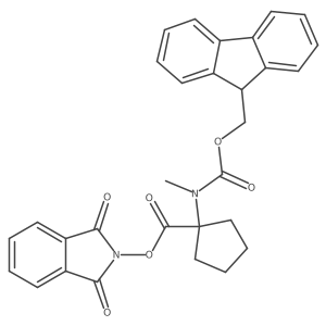 1,3-dioxo-2,3-dihydro-1H-isoindol-2-yl 1-({[(9H-fluoren-9-yl)methoxy]carbonyl}(methyl)amino)cyclopentane-1-carboxylate结构式