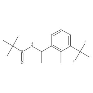 (R)-2-Methyl-N-((R)-1-(2-methyl-3-(trifluoromethyl)phenyl)ethyl)propane-2-sulfinamide Structure