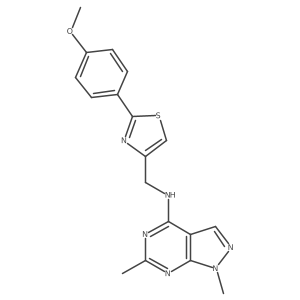 N-{[2-(4-methoxyphenyl)-1,3-thiazol-4-yl]methyl}-1,6-dimethyl-1H-pyrazolo[3,4-d]pyrimidin-4-amine结构式