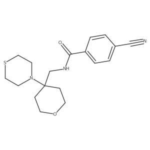 4-Cyano-N-[(4-thiomorpholin-4-yloxan-4-yl)methyl]benzamide Structure