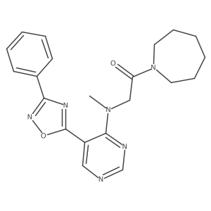 1-(Azepan-1-yl)-2-{methyl[5-(3-phenyl-1,2,4-oxadiazol-5-yl)pyrimidin-4-yl]amino}ethan-1-one结构式