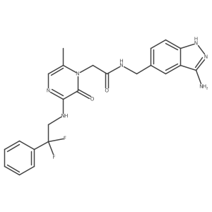 N-[(3-Amino-1H-indazol-5-yl)methyl]-3-[(2,2-difluoro-2-phenylethyl)amino]-6-methyl-2-oxo-1(2H)-pyrazineacetamide结构式