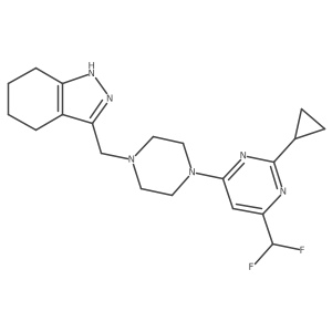 3-({4-[2-cyclopropyl-6-(difluoromethyl)pyrimidin-4-yl]piperazin-1-yl}methyl)-4,5,6,7-tetrahydro-1H-indazole Structure