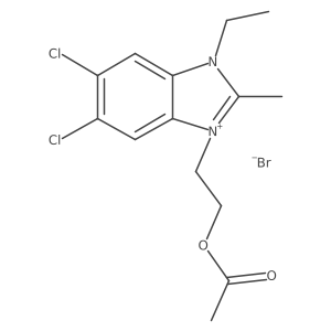 1-(2-Acetoxyethyl)-5,6-dichloro-3-ethyl-2-methyl-1H-benzo[d]imidazol-3-ium bromide结构式