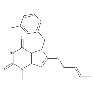8-[(E)-but-2-enyl]sulfanyl-3-methyl-7-[(3-methylphenyl)methyl]-4,5-dihydropurine-2,6-dione Structure