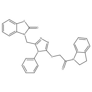 3-((5-((2-(indolin-1-yl)-2-oxoethyl)thio)-4-phenyl-4H-1,2,4-triazol-3-yl)methyl)benzo[d]thiazol-2(3H)-one Structure