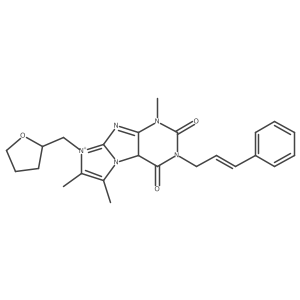 4,7,8-trimethyl-6-(oxolan-2-ylmethyl)-2-[(E)-3-phenylprop-2-enyl]-9aH-purino[7,8-a]imidazol-6-ium-1,3-dione Structure