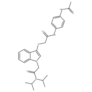 2-(3-((2-((4-acetamidophenyl)amino)-2-oxoethyl)thio)-1H-indol-1-yl)-N,N-diisopropylacetamide结构式