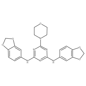 N2,N4-bis(benzo[d][1,3]dioxol-5-yl)-6-morpholino-1,3,5-triazine-2,4-diamine结构式