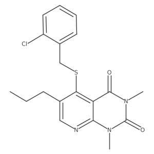 5-((2-chlorobenzyl)thio)-1,3-dimethyl-6-propylpyrido[2,3-d]pyrimidine-2,4(1H,3H)-dione结构式