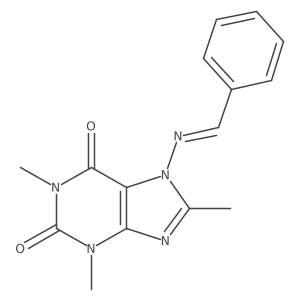 3,7-Dihydro-1,3,8-trimethyl-7-[(phenylmethylene)amino]-1H-purine-2,6-dione结构式