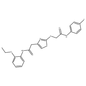 N-(2-ethoxyphenyl)-2-(2-((2-((4-fluorophenyl)amino)-2-oxoethyl)thio)thiazol-4-yl)acetamide结构式