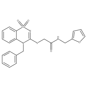 2-((4-benzyl-1,1-dioxido-4H-benzo[e][1,2,4]thiadiazin-3-yl)thio)-N-(furan-2-ylmethyl)acetamide结构式