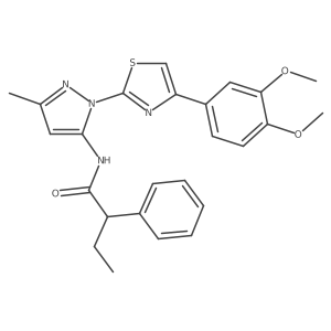 N-(1-(4-(3,4-dimethoxyphenyl)thiazol-2-yl)-3-methyl-1H-pyrazol-5-yl)-2-phenylbutanamide结构式