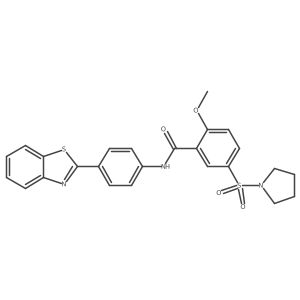 N-[4-(1,3-benzothiazol-2-yl)phenyl]-2-methoxy-5-(pyrrolidin-1-ylsulfonyl)benzamide结构式