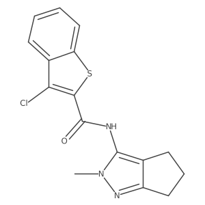 3-chloro-N-{2-methyl-2H,4H,5H,6H-cyclopenta[c]pyrazol-3-yl}-1-benzothiophene-2-carboxamide结构式