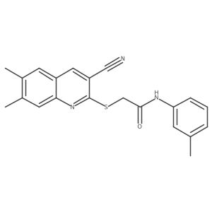 2-[(3-Cyano-6,7-dimethyl-2-quinolinyl)thio]-N-(3-methylphenyl)acetamide结构式