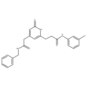 N-benzyl-2-(2-((2-((3-chlorophenyl)amino)-2-oxoethyl)thio)-6-oxo-1,6-dihydropyrimidin-4-yl)acetamide Structure