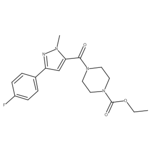 ethyl 4-[3-(4-fluorophenyl)-1-methyl-1H-pyrazole-5-carbonyl]piperazine-1-carboxylate结构式