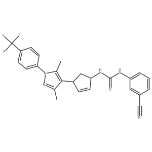 1-(3-Cyanophenyl)-3-((1S,4S)-4-(3,5-dimethyl-1-(4-(trifluoromethyl)phenyl)-1H-pyrazol-4-yl)cyclopent-2-en-1-yl) Urea Structure
