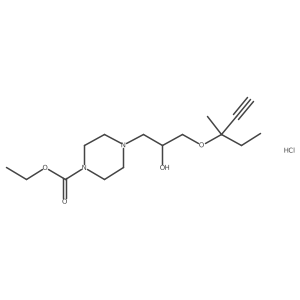 Ethyl 4-(2-hydroxy-3-((3-methylpent-1-yn-3-yl)oxy)propyl)piperazine-1-carboxylate hydrochloride结构式