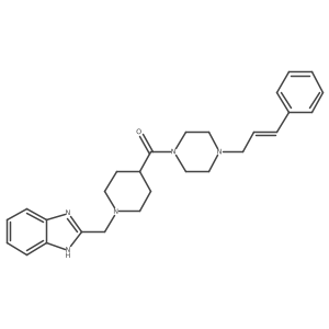 (E)-(1-((1H-benzo[d]imidazol-2-yl)methyl)piperidin-4-yl)(4-cinnamylpiperazin-1-yl)methanone结构式