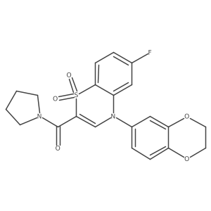 (4-(2,3-dihydrobenzo[b][1,4]dioxin-6-yl)-6-fluoro-1,1-dioxido-4H-benzo[b][1,4]thiazin-2-yl)(pyrrolidin-1-yl)methanone结构式