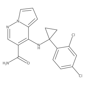 4-(1-(2,4-Dichlorophenyl)cyclopropylamino)pyrrolo[1,2-b]pyridazine-3-carboxamide Structure