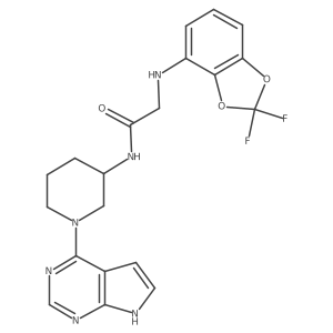 N-(1-(7H-pyrrolo[2,3-d]pyrimidin-4-yl)piperidin-3-yl)-2-(2,2-difluorobenzo[d][1,3]dioxol-4-ylamino)acetamide结构式