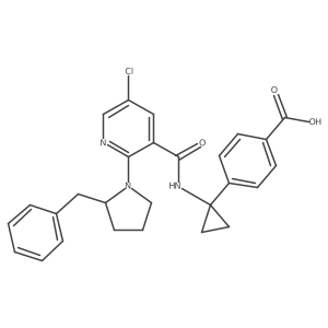 4-(1-(2-(2-Benzylpyrrolidin-1-yl)-5-chloronicotinamido)cyclopropyl)benzoic acid结构式