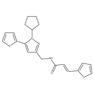 (E)-N-((1-cyclopentyl-5-(thiophen-2-yl)-1H-pyrazol-3-yl)methyl)-3-(furan-2-yl)acrylamide Structure