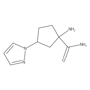 1-amino-3-(1H-pyrazol-1-yl)cyclopentane-1-carboxamide结构式