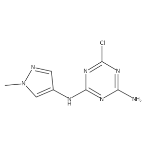 6-chloro-N2-(1-methyl-1H-pyrazol-4-yl)-1,3,5-triazine-2,4-diamine结构式