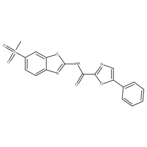 N-(6-(methylsulfonyl)benzo[d]thiazol-2-yl)-5-phenyloxazole-2-carboxamide结构式