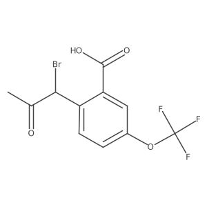 CC(=O)C(Br)c1ccc(OC(F)(F)F)cc1C(=O)O结构式