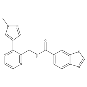 N-((3-(1-methyl-1H-pyrazol-4-yl)pyrazin-2-yl)methyl)benzo[d]thiazole-6-carboxamide结构式