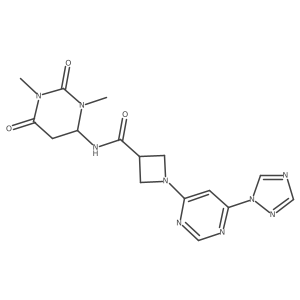 N-(1,3-dimethyl-2,6-dioxo-1,3-diazinan-4-yl)-1-[6-(1,2,4-triazol-1-yl)pyrimidin-4-yl]azetidine-3-carboxamide结构式