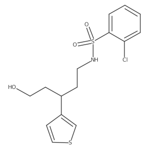 2-chloro-N-(5-hydroxy-3-(thiophen-3-yl)pentyl)benzenesulfonamide结构式